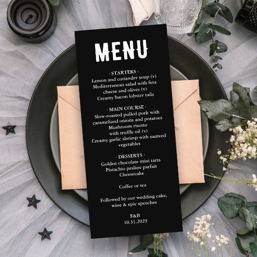 Black Til Death Bruiloft Menu