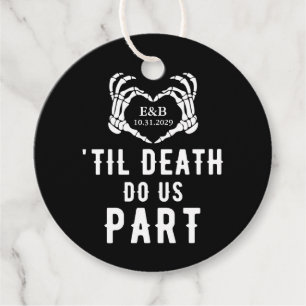 Black Til Death Do us Part Skelet Wedding Round Bedankjes Labels