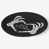 Black Til Dood Skelet Gotische Bruiloft Papieren Bordje (Gekanteld)