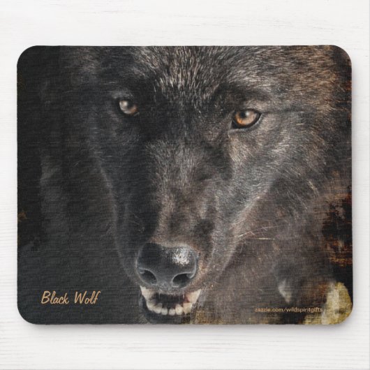 Black Timber Wolf Wildlife Conservation Mousepad Muismat (Voorkant)