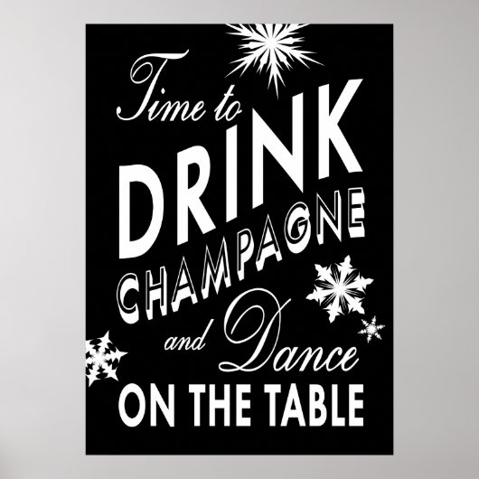 Black Time to Dragne Champagne Holiday Poster (Devant)