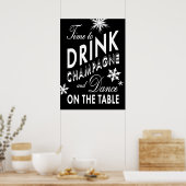 Black Time to Dragne Champagne Holiday Poster (Cuisine)