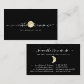 Black Tiny Waterverf Gold Moon Visitekaartje (Voorkant / Achterkant)