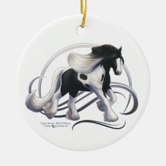 Black Tobiano Gypsy Vanner Horse Keramisch Ornament