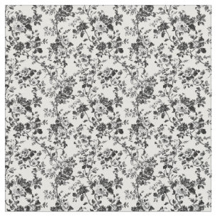 Black Toile Blooming Vine Stof