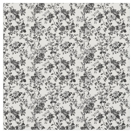 Black Toile Blooming Vine Stof (Close Up)