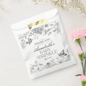 Black Toile De Jouy Floral Baby Sprinkle Dessert Bedankzakje (Gezegeld)