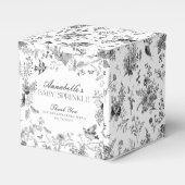 Black Toile De Jouy Floral Baby Sprinkle Favor Box Bedankdoosjes (Voorkant Zijde)