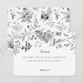 Black Toile Floral Détails Carte Invitation Insert (Devant / Derrière)