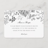 Black Toile Floral Share Recette Invitation Insert (Devant)
