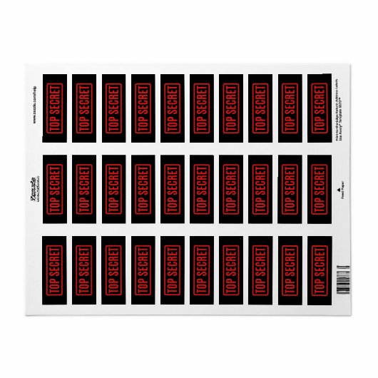Black Top Secret Etiket (Full Sheet)
