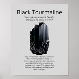 Black Tourmaline Crystal Betekenis Poster