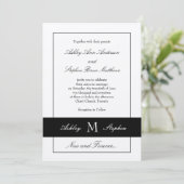 Black Traditional Wedding Invitation | Monogram Kaart (Staand voorkant)