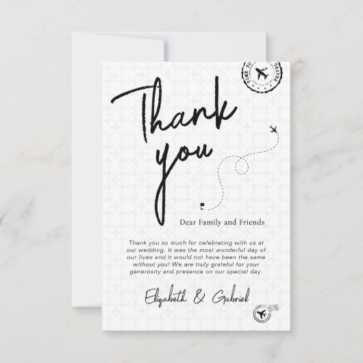 Black Travel Destination Carte de remerciements de (Devant)