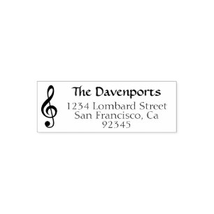 Black Treble Clef Music Note Zelfinktende Stempel