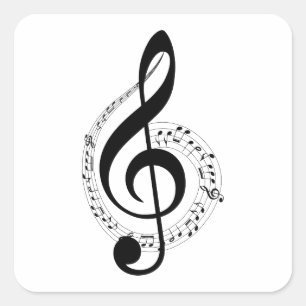 Black Treble Clef Muzieknoten Musician Band Black Vierkante Sticker