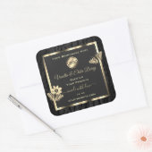 Black Tree Bark Wood Grain Gold Étiquette Logo (Enveloppe)