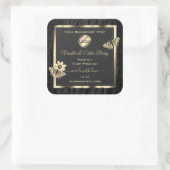 Black Tree Bark Wood Grain Gold Étiquette Logo (Sac)