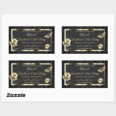 Black Tree Bark Wood Grain Gold Étiquette Logo (Feuille)