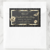 Black Tree Bark Wood Grain Gold Étiquette Logo (Sac)