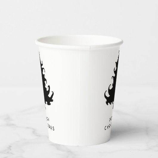 Black Tree Merry Christmas Papieren Bekers (Rechts)