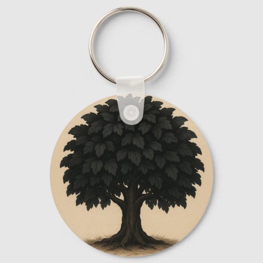 Black Tree Necklace – Minimal Nature Pendant Sleutelhanger (Voorkant)