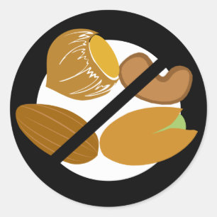Black Tree Nut Free Kinder Nut Allergie Ronde Sticker