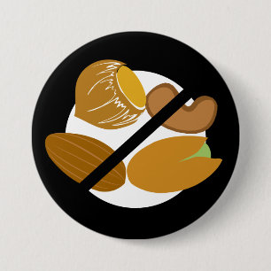 Black Tree Nut Free Nut Allergy Kinder Ronde Button 7,6 Cm