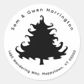 Black Tree Retour Adres Ronde Envelop Afdichtingen Ronde Sticker (Voorkant)