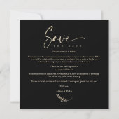 Black Trendy Branches Wedding Save Date 3 Photos (Achterkant)