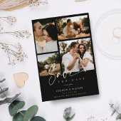 Black Trendy Collage Wedding Save Date 4 Foto's
