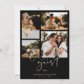 Black Trendy Mariage 4 Photos Invitation (Devant)