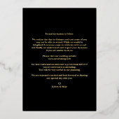 Black Trendy Modern Branches Gold Effect Photo Folie Uitnodiging (Achterkant)