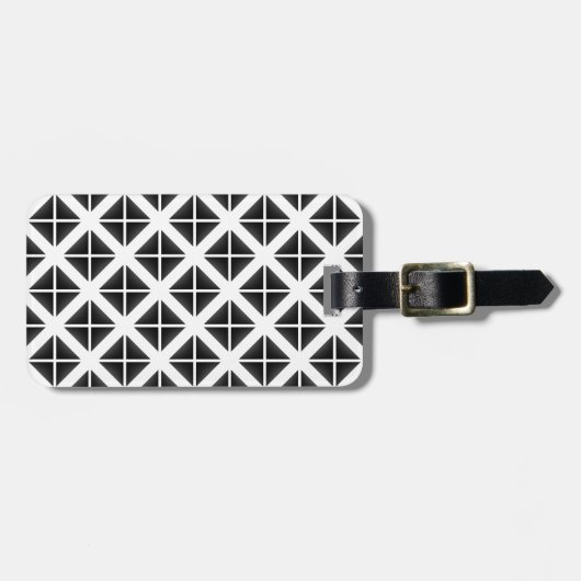 Black Trendy Triangle Pattern Bagagelabel (Voorkant horizontaal)