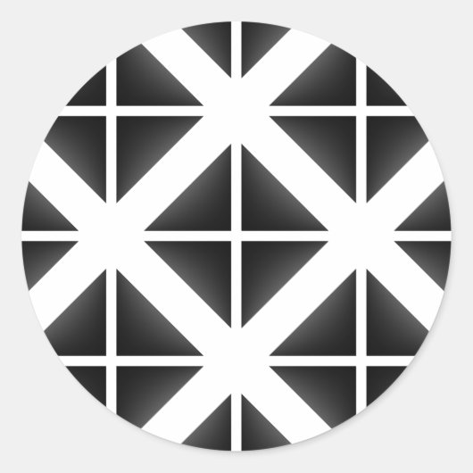 Black Trendy Triangle Pattern Ronde Sticker (Voorkant)