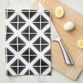 Black Trendy Triangle Pattern Theedoek (Quarter Fold)