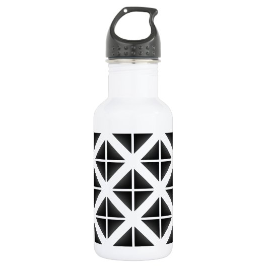 Black Trendy Triangle Pattern Waterfles (Voorkant)