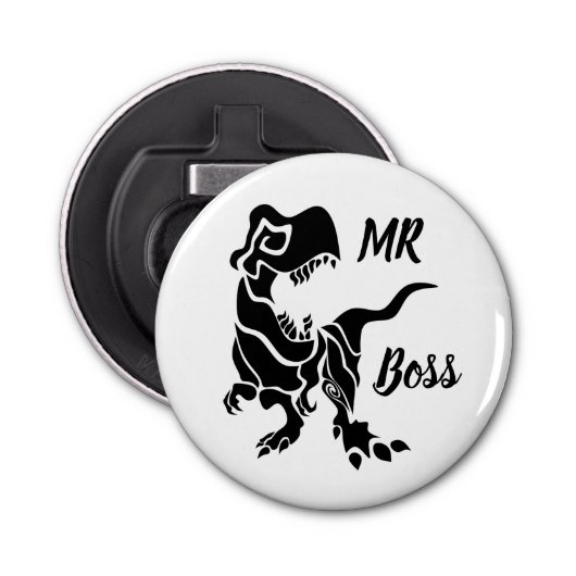 Black Trex de baas Dino Button Flesopener (Voorkant)