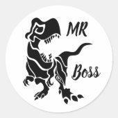 Black Trex de baas Dino Ronde Sticker (Voorkant)