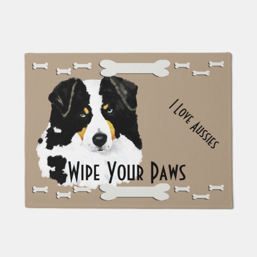 Black Tri Aussie & Dog Botten Doormat Deurmat (Voorkant)