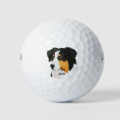 Black Tri Australian Shepherd Cus.Golf Ball 3 pack Golfballen (Voorkant)