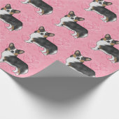 Black Tri Pembroke Welsh Corgi Love Hearts Pink Cadeaupapier (Hoek)