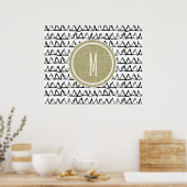 Black Triangles Gold Glitter Monogram Poster (Keuken)