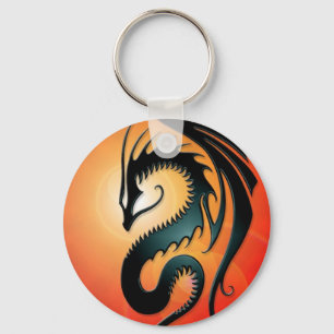 Black Tribal Dragon, rood Sleutelhanger