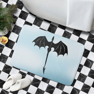 Black Tribal Flight Dragon Fantasy Blue Sky Badmat