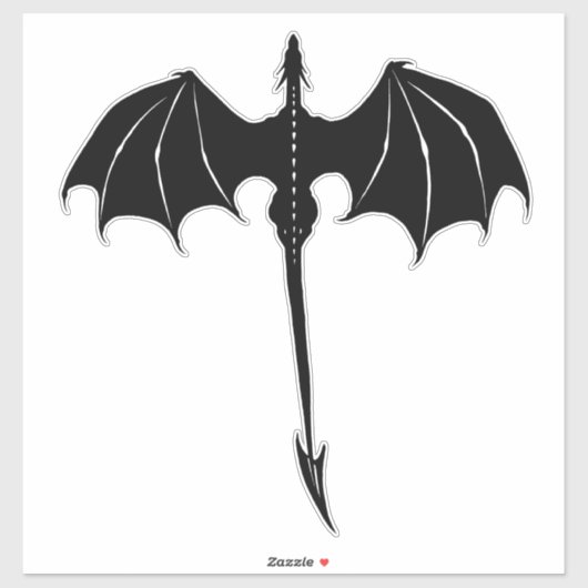 Black Tribal Flight Dragon Fantasy White Sticker (Vel)