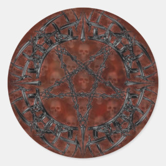 Black Tribal Pentagram Ronde Sticker