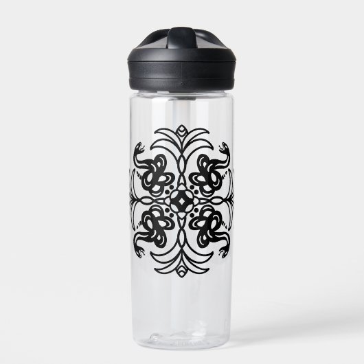 Black Tribal Snake Mandala Waterfles (Voorkant)