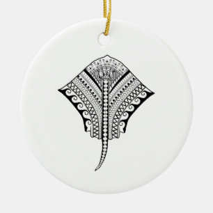 Black Tribal Stingray Manta Ray Keramisch Ornament