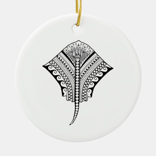 Black Tribal Stingray Manta Ray Keramisch Ornament (Voorkant)